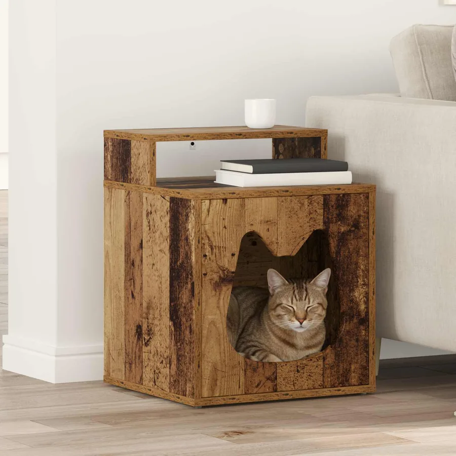 Maison pour chat Bois ancien 42,5 x 40 x 53,5 cm