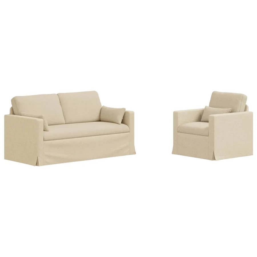 Ensemble de Canapés 2 pcs Crème 158 x 78 x 80 cm tissu - 2
