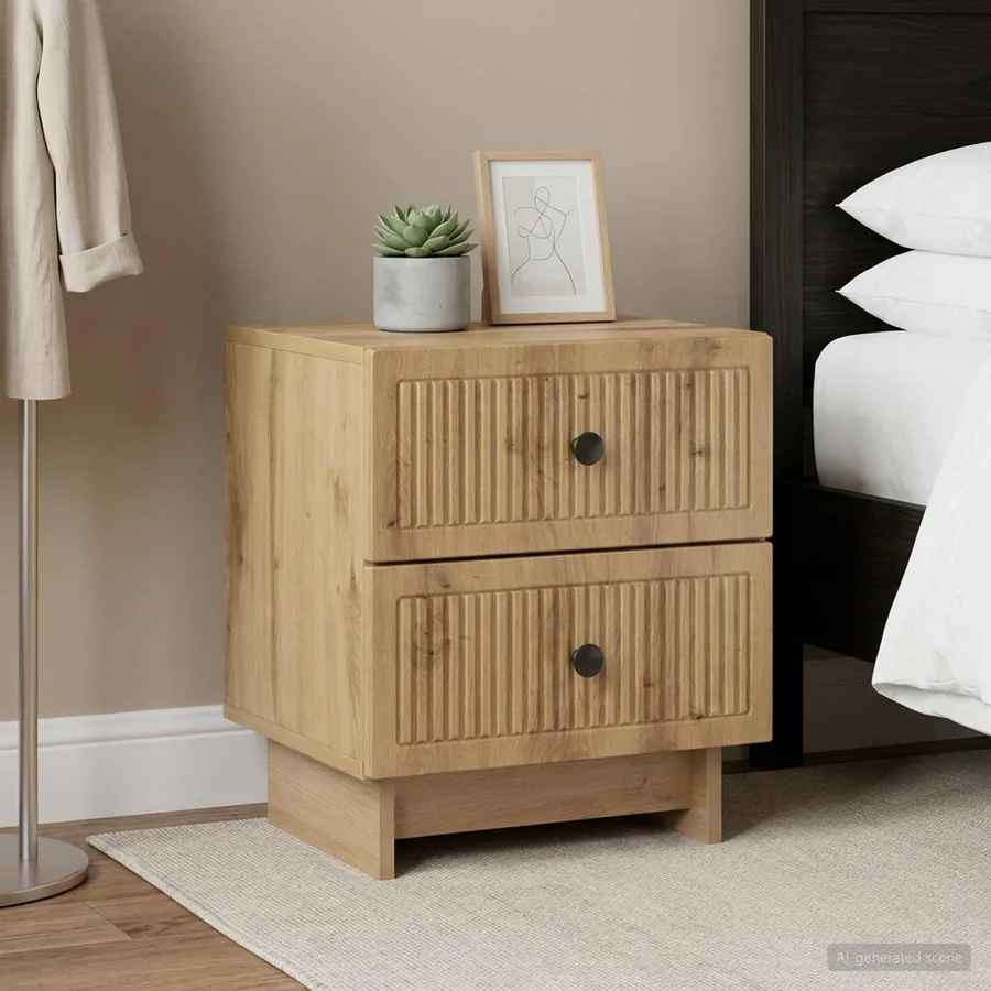 Cabinet de chevet 2 pc Chêne artisanal 43 x 34,5 x 47,5 cm
