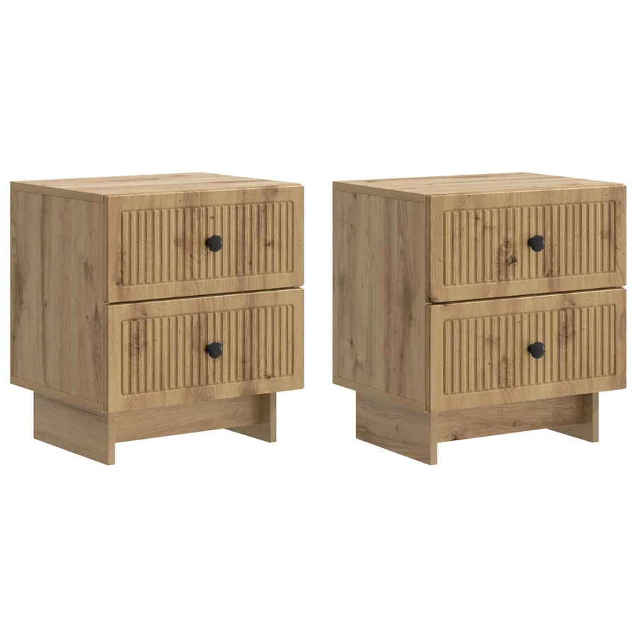 Cabinet de chevet 2 pc Chêne artisanal 43 x 34,5 x 47,5 cm - 2
