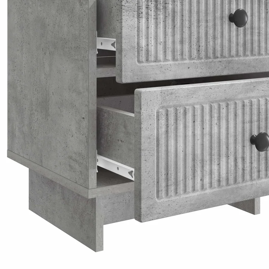 Cabinet de chevet 2 pcs Gris béton 43 x 34,5 x 47,5 cm - 11