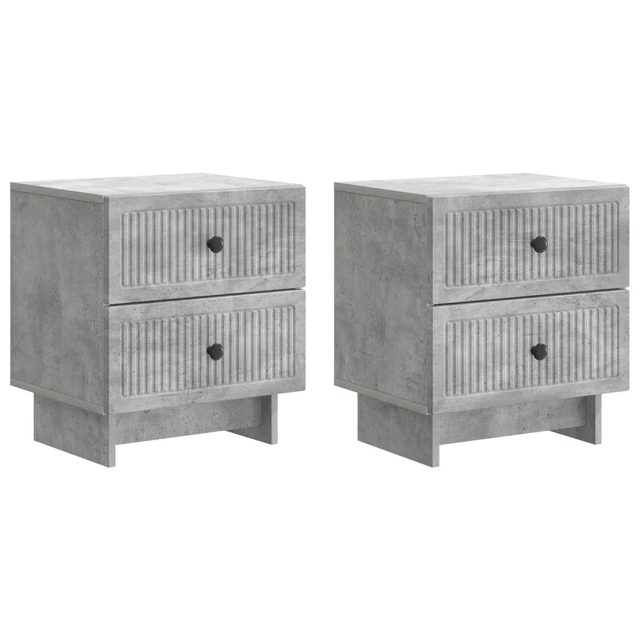 Cabinet de chevet 2 pcs Gris béton 43 x 34,5 x 47,5 cm - 2