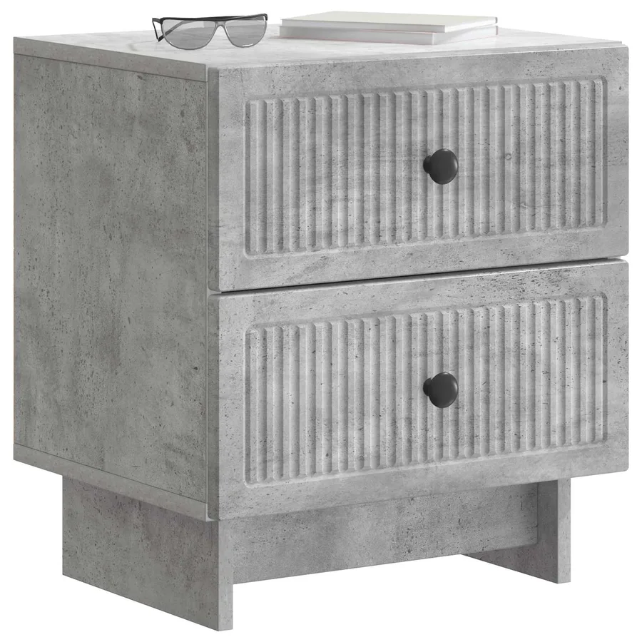 Cabinet de chevet 2 pcs Gris béton 43 x 34,5 x 47,5 cm - 3