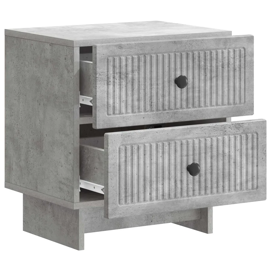 Cabinet de chevet 2 pcs Gris béton 43 x 34,5 x 47,5 cm - 6