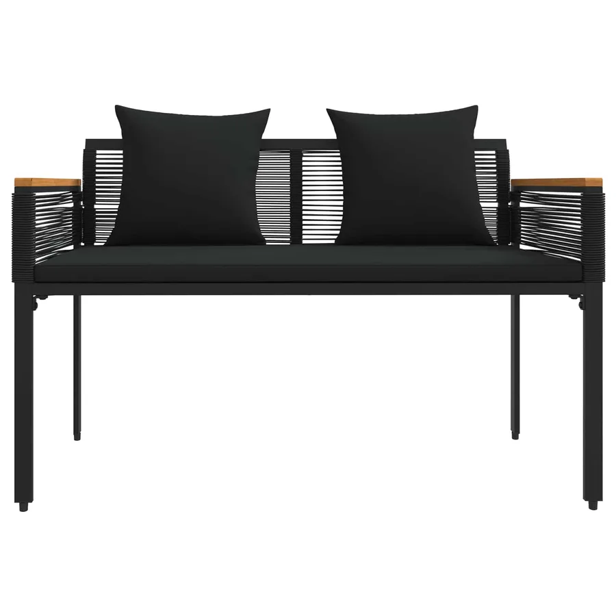 Banc extérieur avec coussin Noir 117 x 54 x 74.5 cm polyrotin - 5