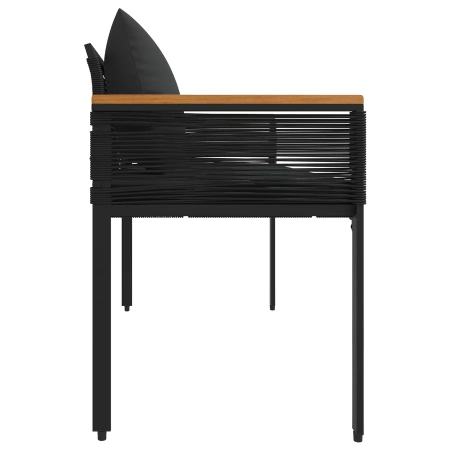Banc extérieur avec coussin Noir 117 x 54 x 74.5 cm polyrotin - 6