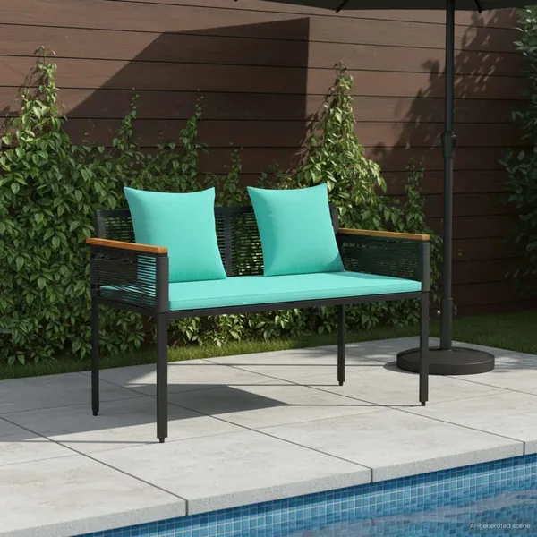 Banc extérieur Noir et turquoise 117 x 54 x 74.5 cm polyrotin
