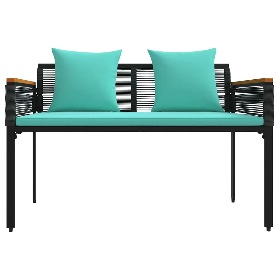 Banc extérieur Noir et turquoise 117 x 54 x 74.5 cm polyrotin - 5