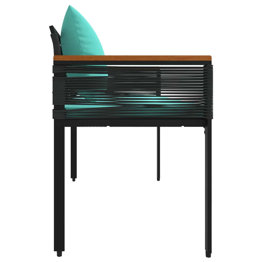 Banc extérieur Noir et turquoise 117 x 54 x 74.5 cm polyrotin - 6