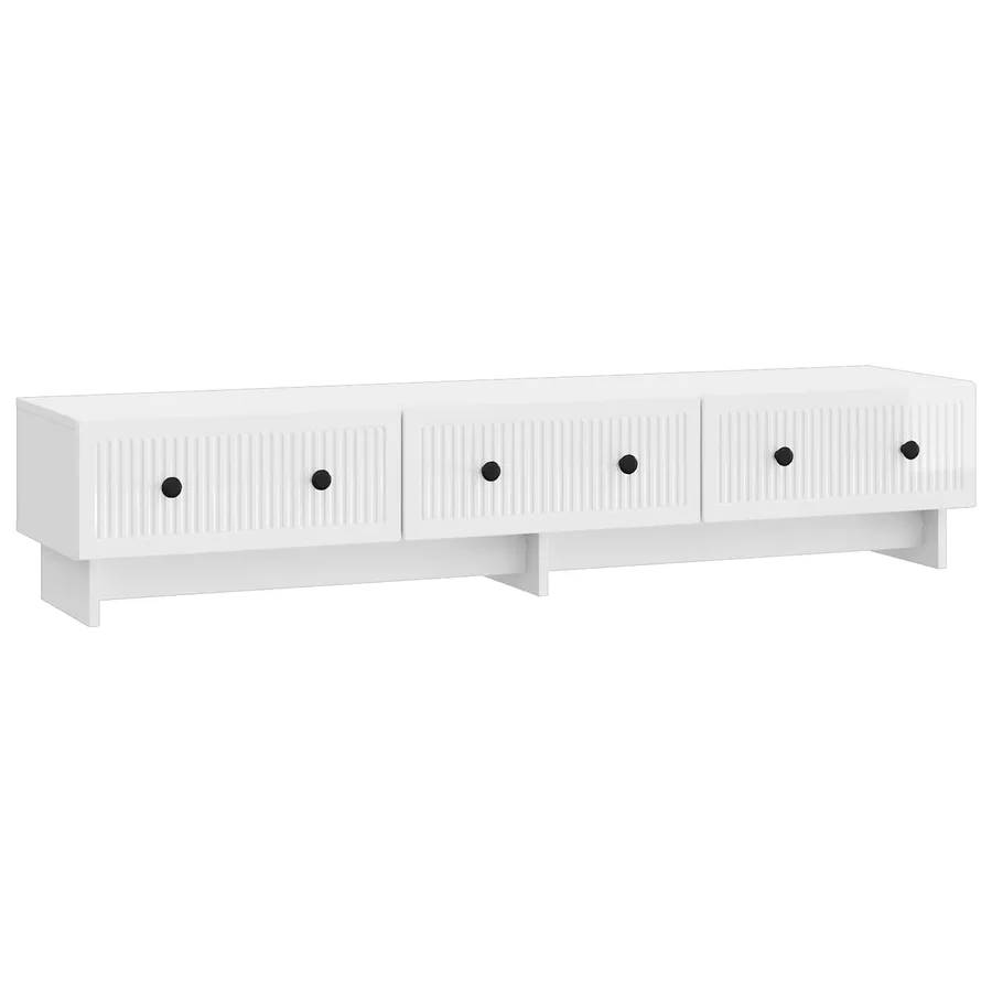Meuble TV Blanc brillant 147 x 34,5 x 30 cm Bois d'ingénierie - 2