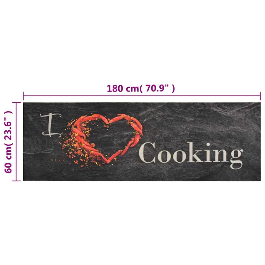 Tapis de cuisine lavable impression cuisine noir 60x180 cm - 5