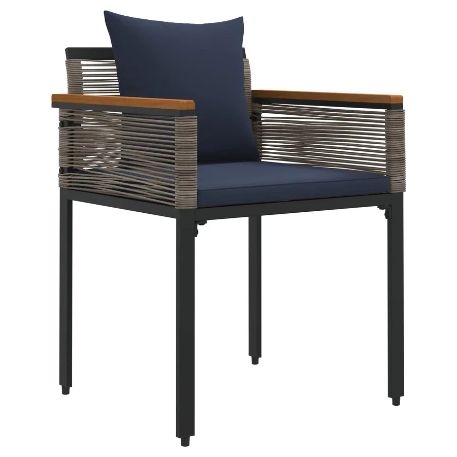 Ensemble de meubles d'extérieur Gris et bleu marine polyrotin - 5