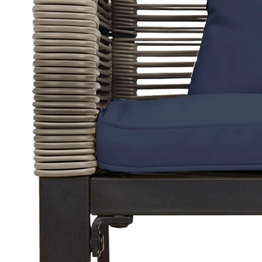 Ensemble de meubles d'extérieur Gris et bleu marine polyrotin - 8