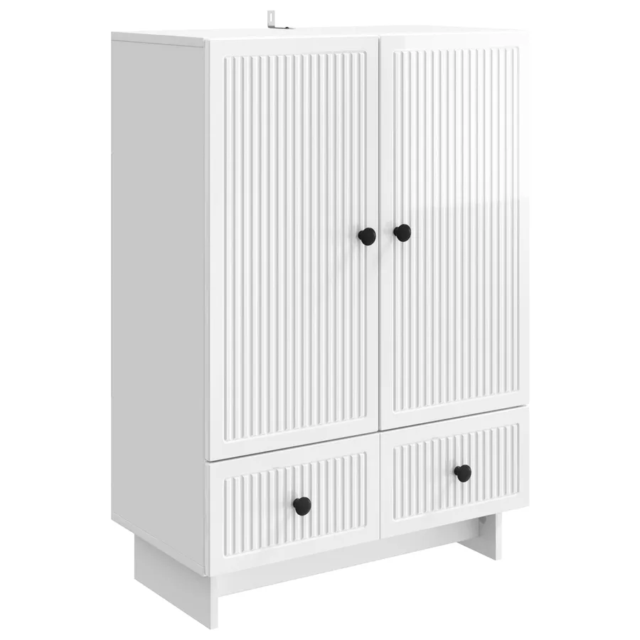 Buffet Blanc Brillant 66 x 34,5 x 95 cm Bois d’ingénierie - 2