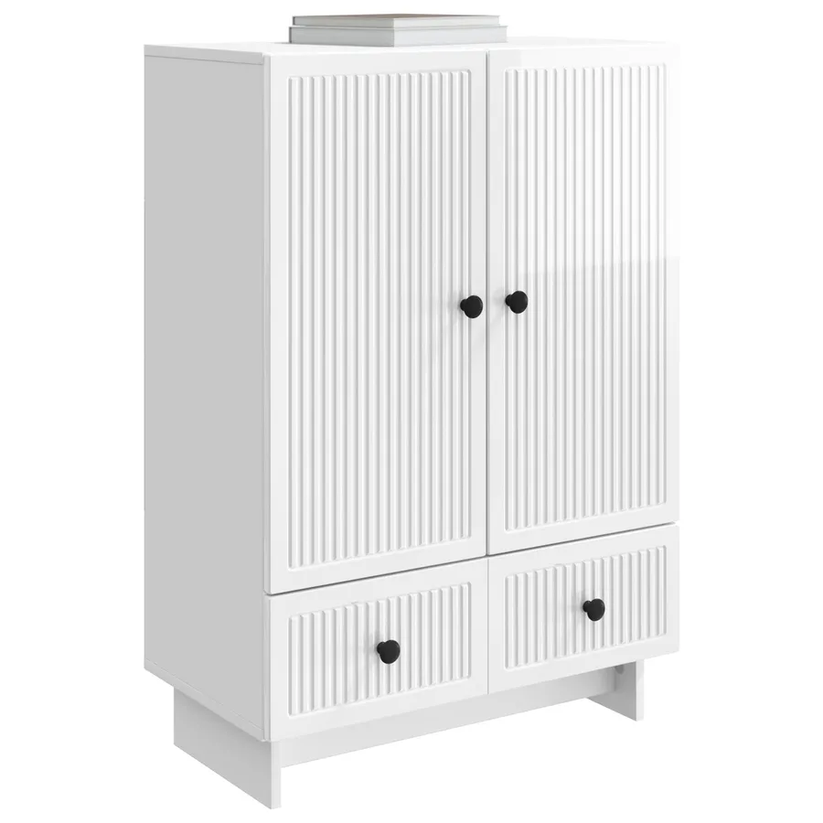 Buffet Blanc Brillant 66 x 34,5 x 95 cm Bois d’ingénierie - 3