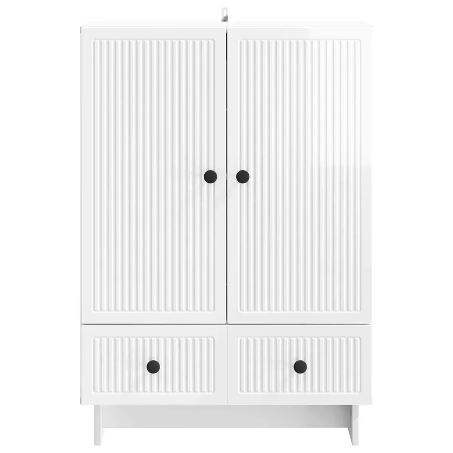 Buffet Blanc Brillant 66 x 34,5 x 95 cm Bois d’ingénierie - 6