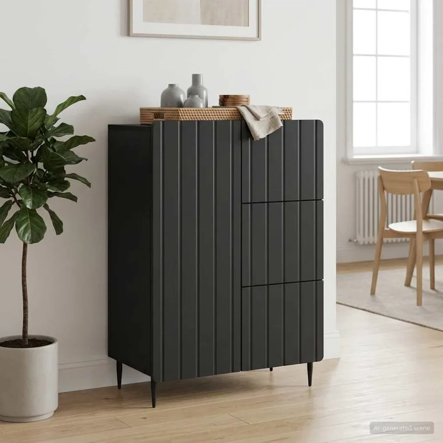 Buffet avec tiroir Noir 66 x 34,5 x 91,5 cm Bois d'ingénierie