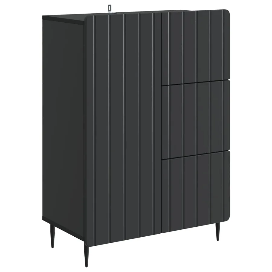 Buffet avec tiroir Noir 66 x 34,5 x 91,5 cm Bois d'ingénierie - 2