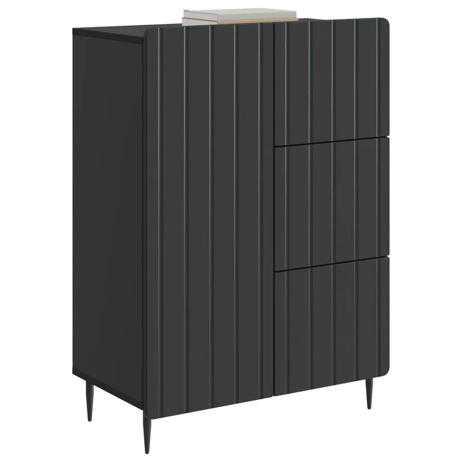 Buffet avec tiroir Noir 66 x 34,5 x 91,5 cm Bois d'ingénierie - 3