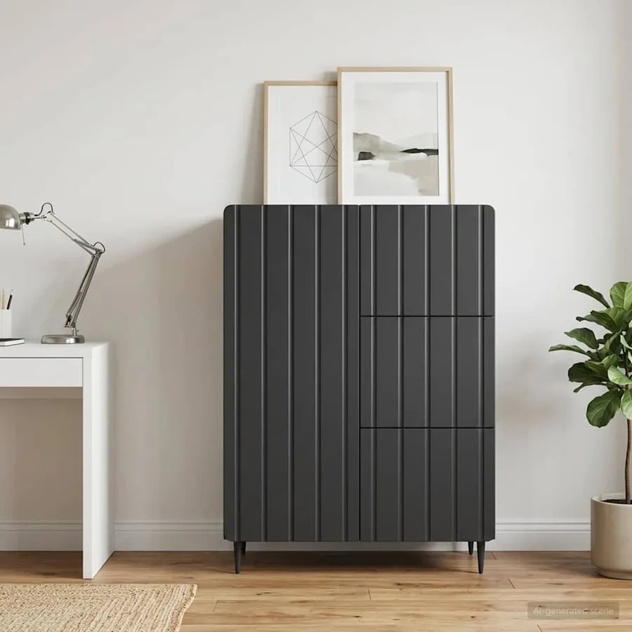 Buffet avec tiroir Noir 66 x 34,5 x 91,5 cm Bois d'ingénierie - 4