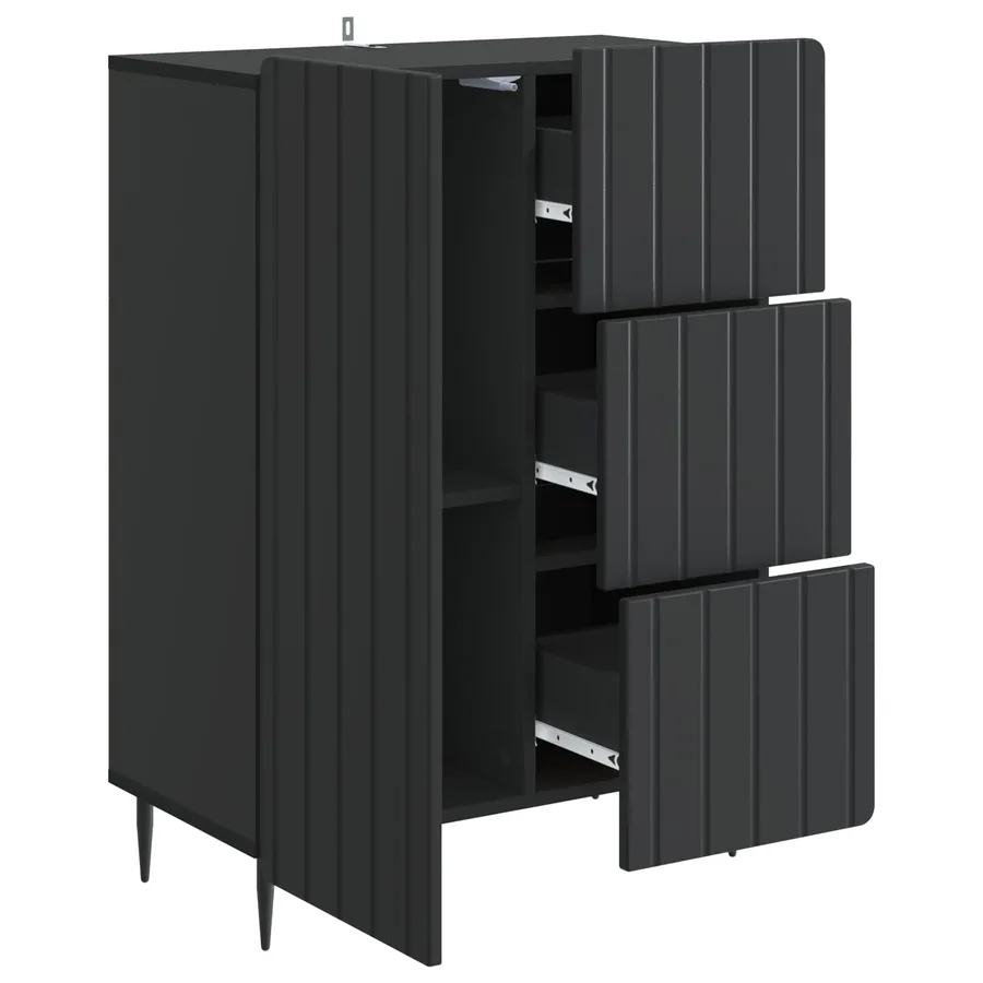 Buffet avec tiroir Noir 66 x 34,5 x 91,5 cm Bois d'ingénierie - 5