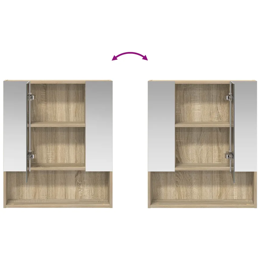 Armoire Miroir de Salle de Bain Chêne Sonoma 60 x 14.5 x 70 cm - 8