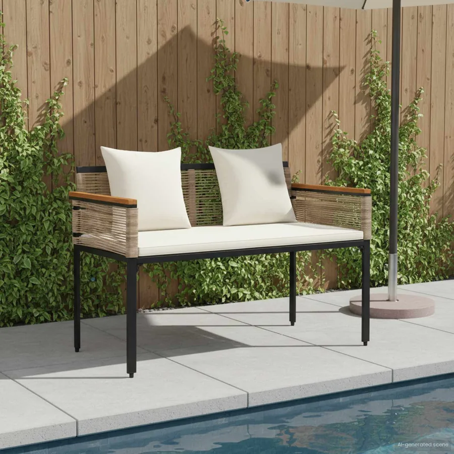 Banc extérieur Beige et blanc crème 117 x 54 x 74.5 cm