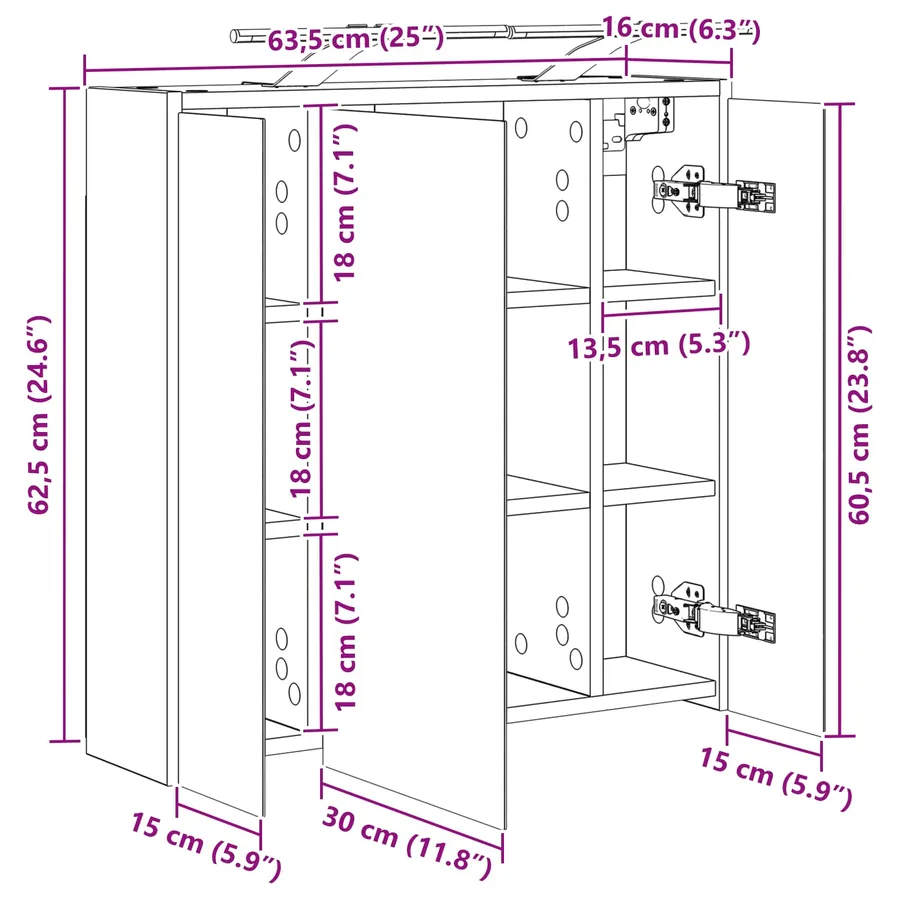 Armoire Miroir de Salle de Bain Chêne artisan - 13