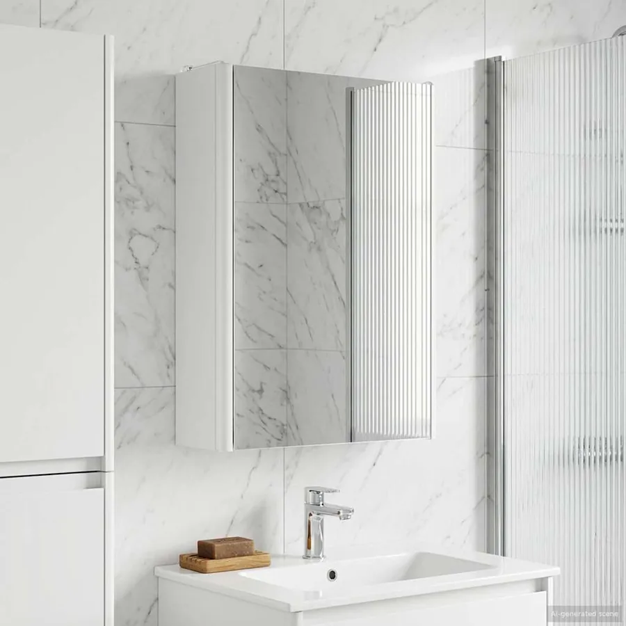 Armoire Miroir de Salle de Bain Blanc 33 x 11,5 x 50 cm