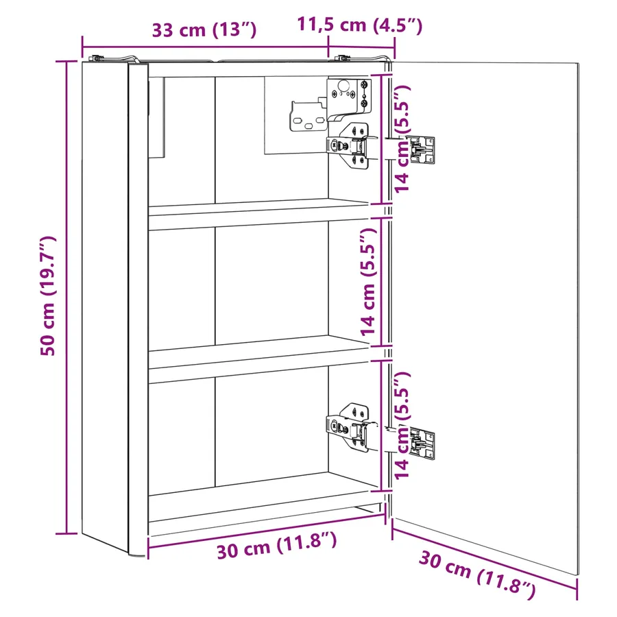 Armoire Miroir de Salle de Bain Blanc 33 x 11,5 x 50 cm - 13