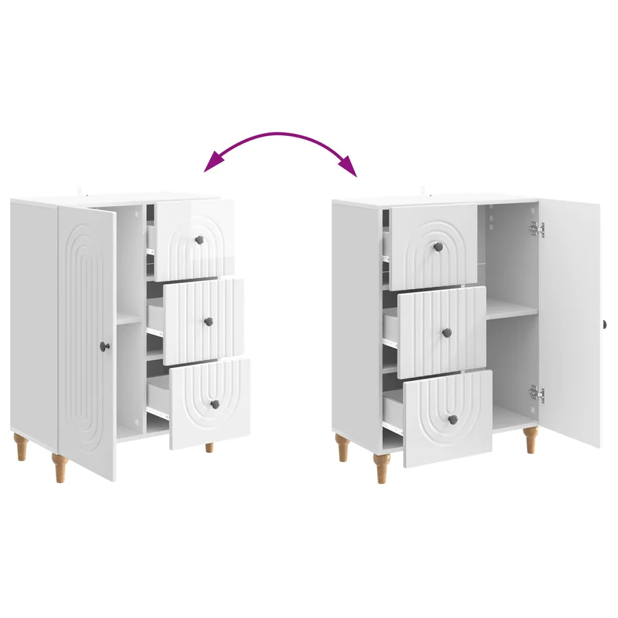 Buffet Blanc brillant 66 x 34,5 x 90 cm Bois d'ingénierie - 10