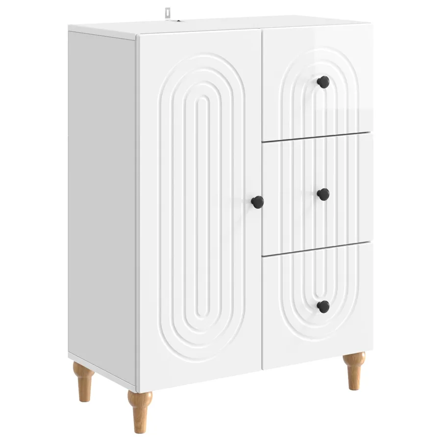 Buffet Blanc brillant 66 x 34,5 x 90 cm Bois d'ingénierie - 2