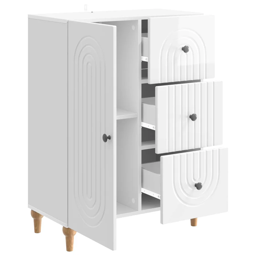 Buffet Blanc brillant 66 x 34,5 x 90 cm Bois d'ingénierie - 5