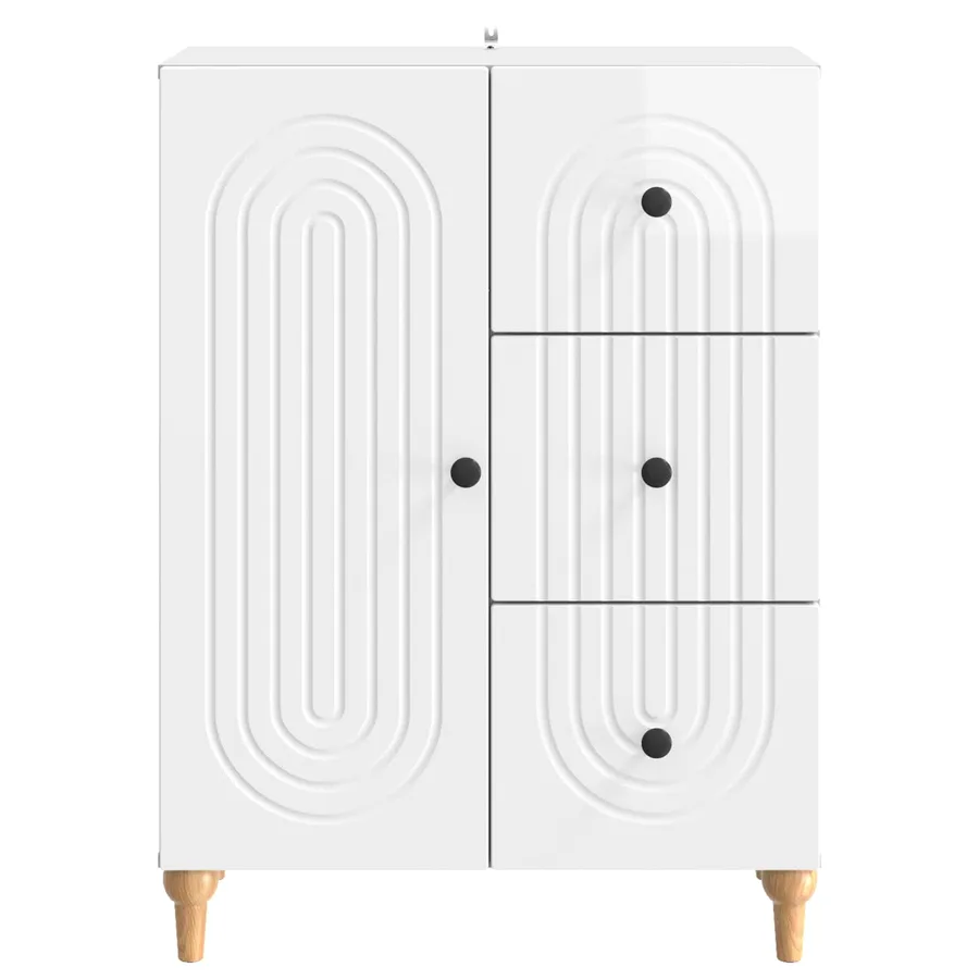 Buffet Blanc brillant 66 x 34,5 x 90 cm Bois d'ingénierie - 6