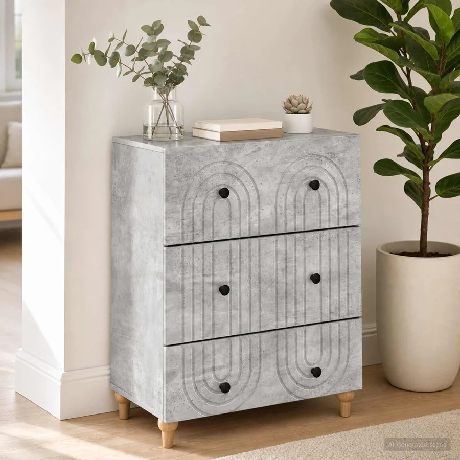 Armoire à tiroirs Gris béton 66 x 34,5 x 90 cm - 4