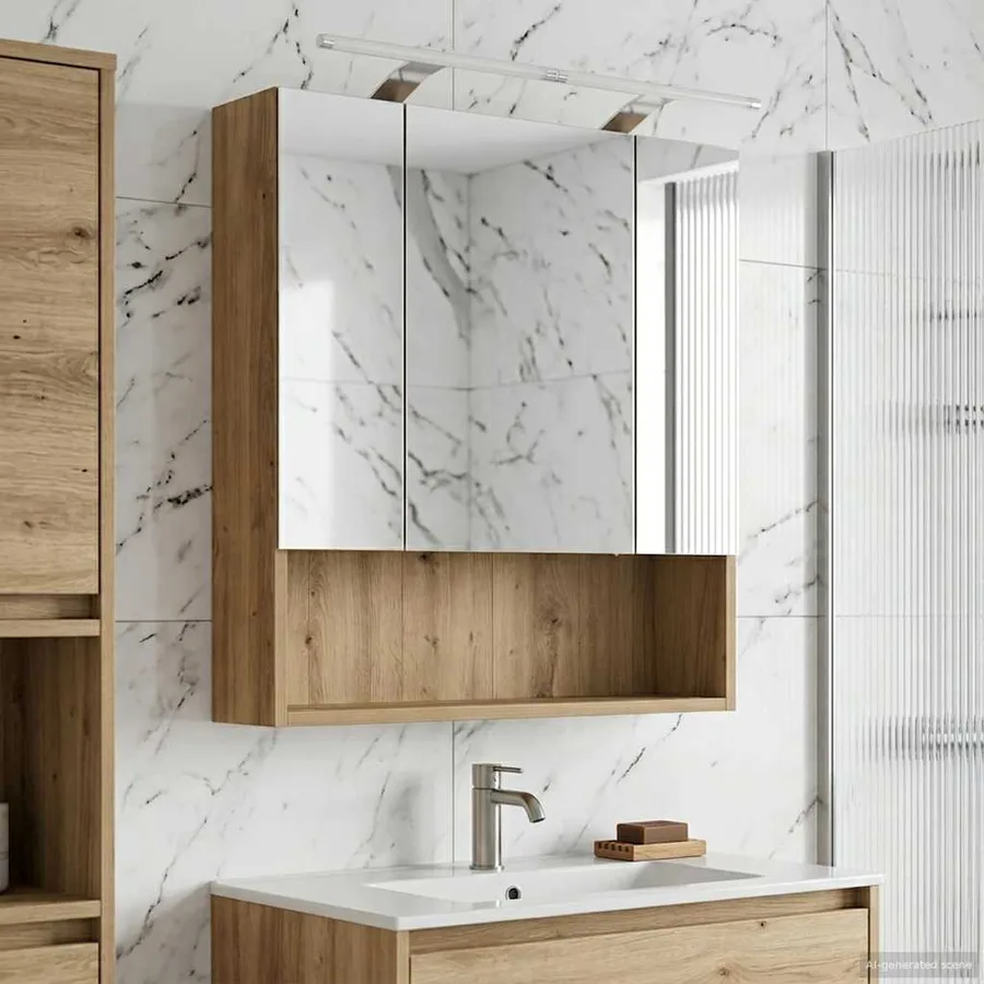 Armoire Miroir de Salle de Bain Chêne artisan 60 x 14.5 x 70 cm - 4
