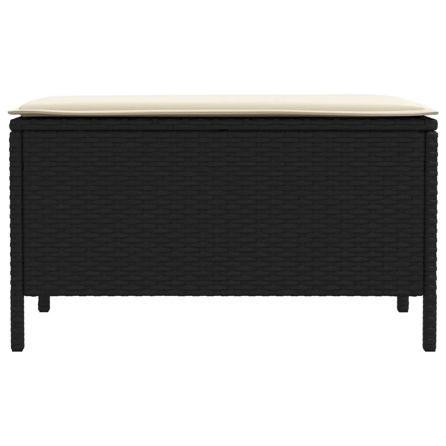 Pouf de Jardin Noir et Crème 80 x 38 x 45 cm Rotin PE - 4