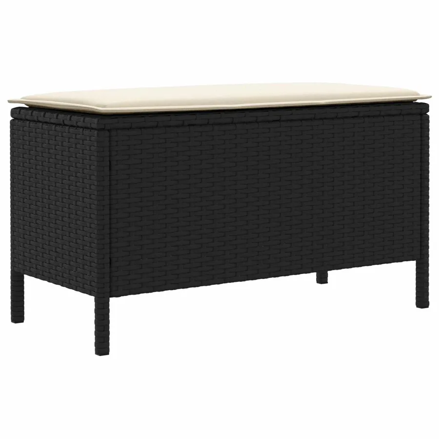 Pouf de Jardin Noir et Crème 80 x 38 x 45 cm Rotin PE - 6