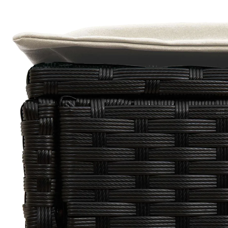 Pouf de Jardin Noir et Crème 80 x 38 x 45 cm Rotin PE - 7