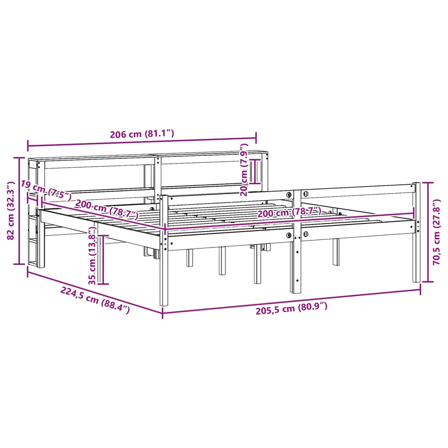 Cadre de lit avec stockage 2 pcs Cire marron Bois de Pin Massif - 12