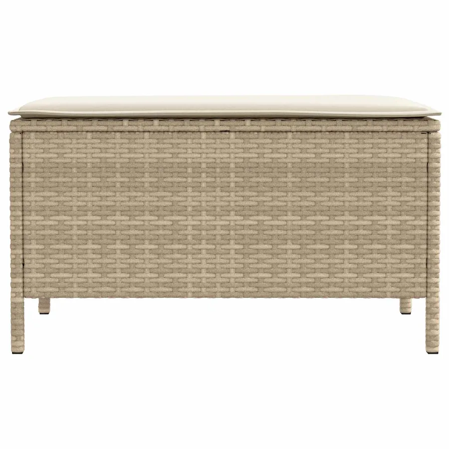 Pouf de Jardin Beige et crème 80 x 38 x 42 cm Rotin PE - 4