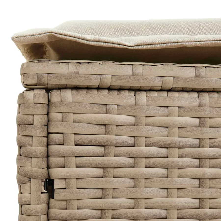 Pouf de Jardin Beige et crème 80 x 38 x 42 cm Rotin PE - 7