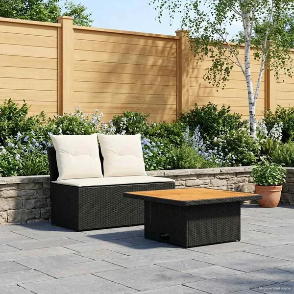 2 Pièce Canapé du milieu de jardin avec table relevable