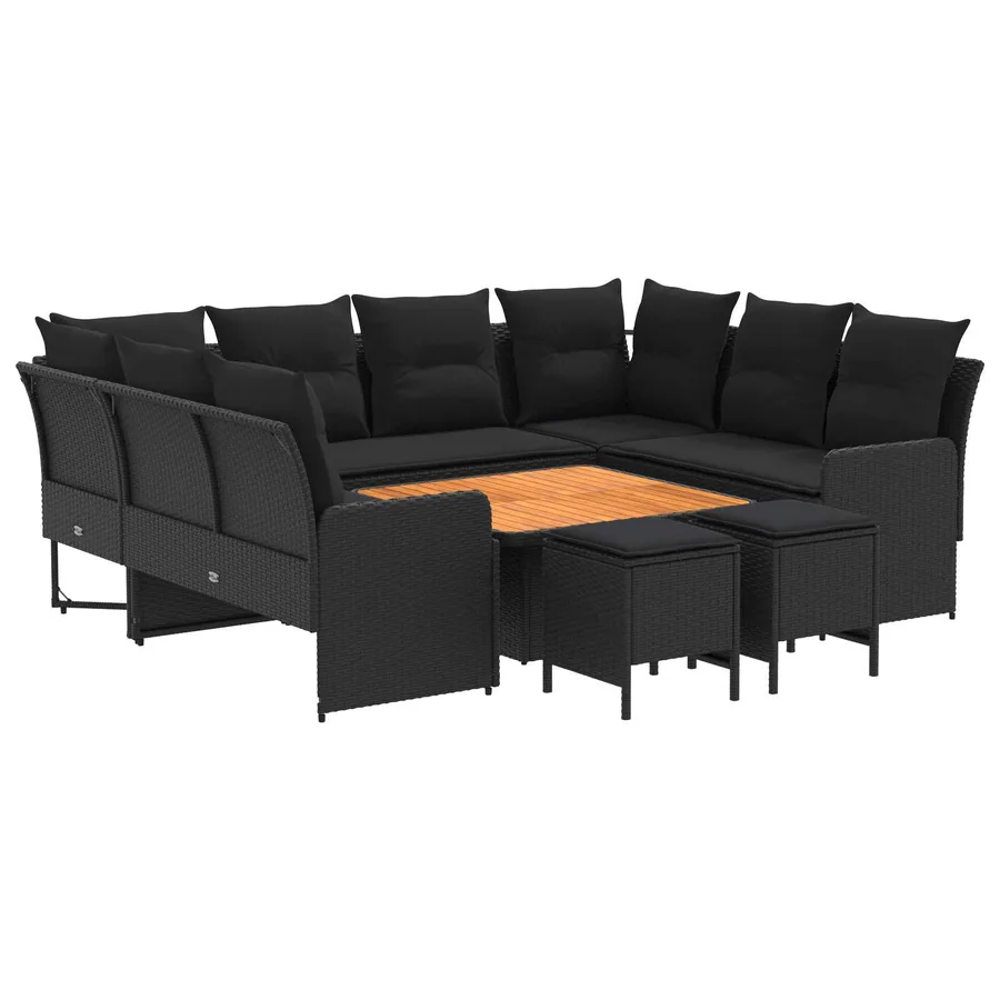 Ensembles de meubles avec oreiller 8 pcs Noir Rotin PE - 2