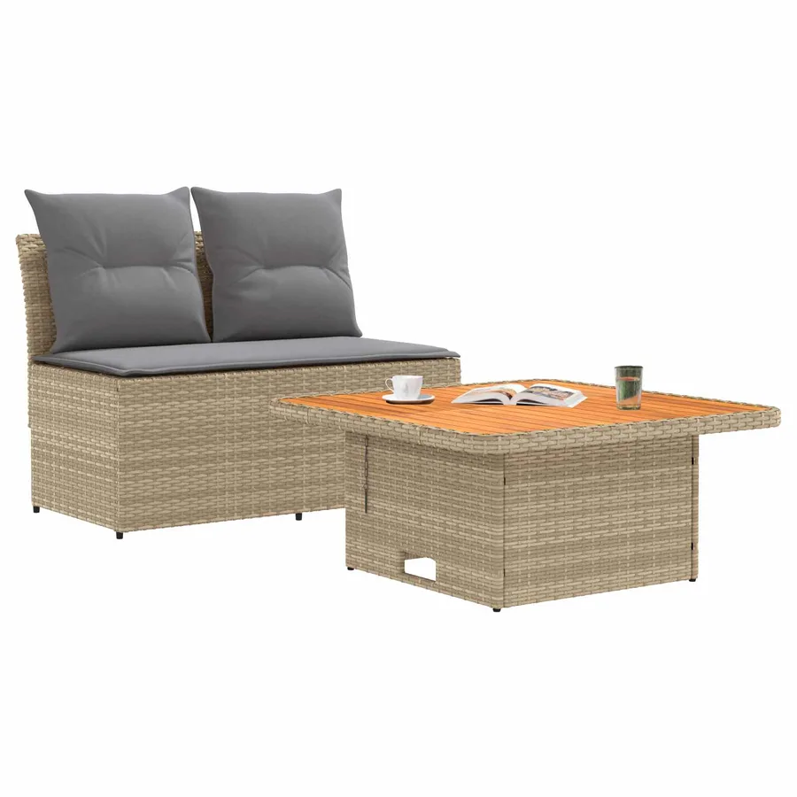 2 Pièce Canapé du milieu de jardin avec table relevable - 3