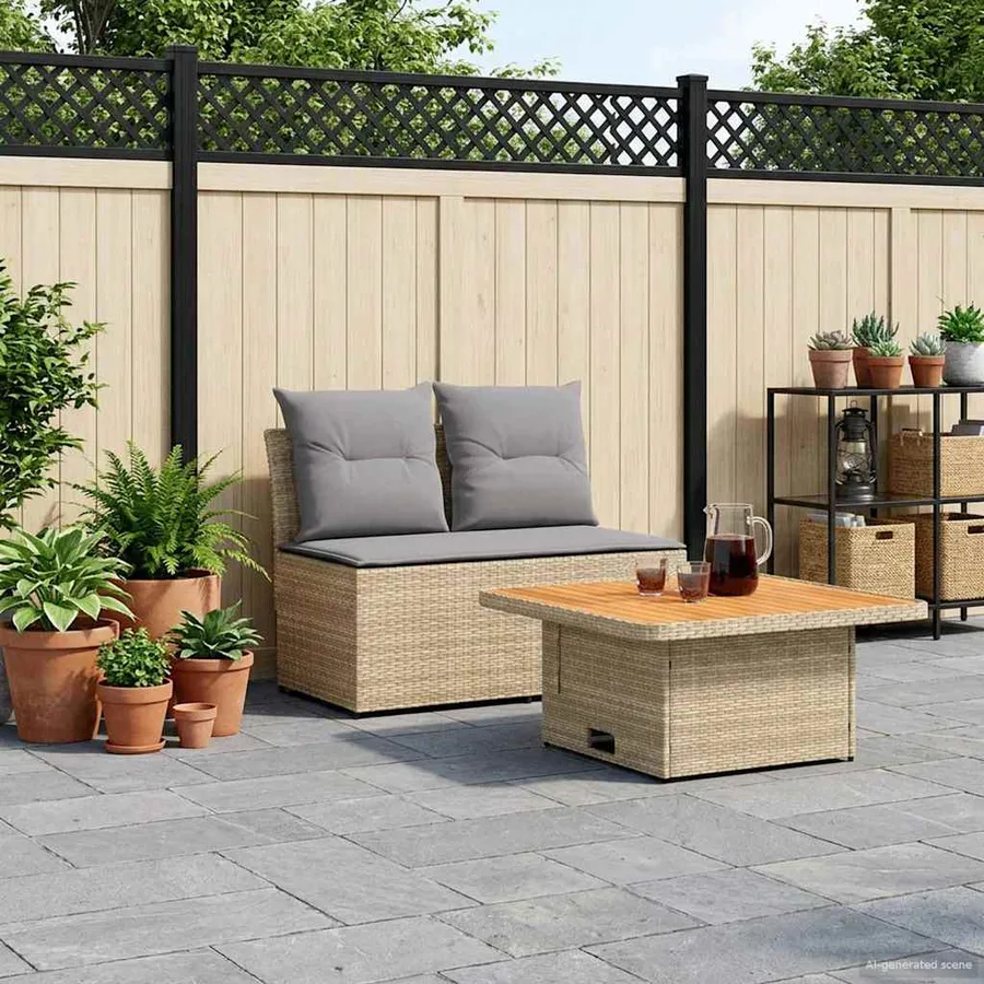 2 Pièce Canapé du milieu de jardin avec table relevable - 4