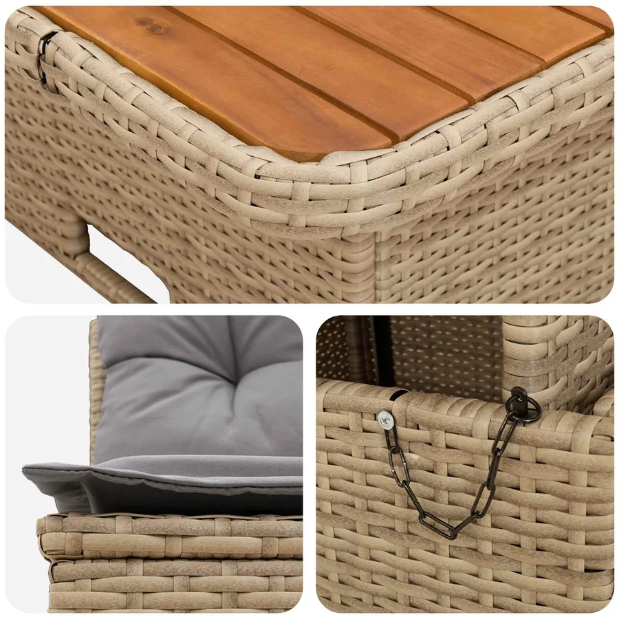 2 Pièce Canapé du milieu de jardin avec table relevable - 8