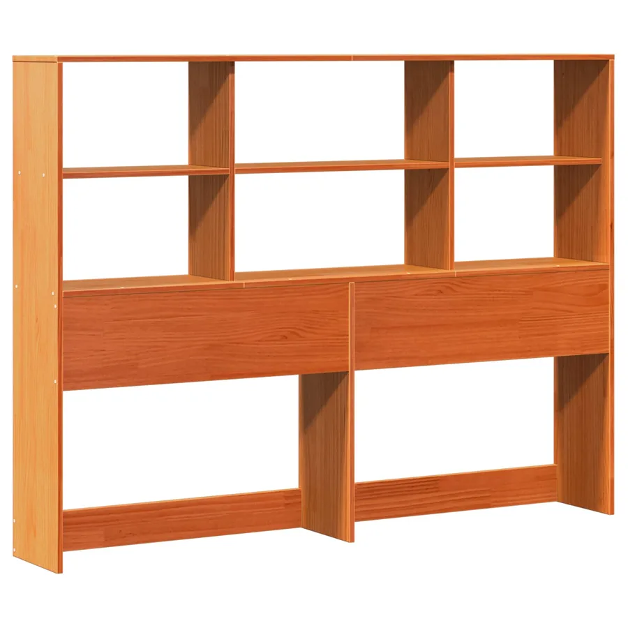 Cadre de lit avec tête de lit de rangement Brun Ciré Pin massif - 3