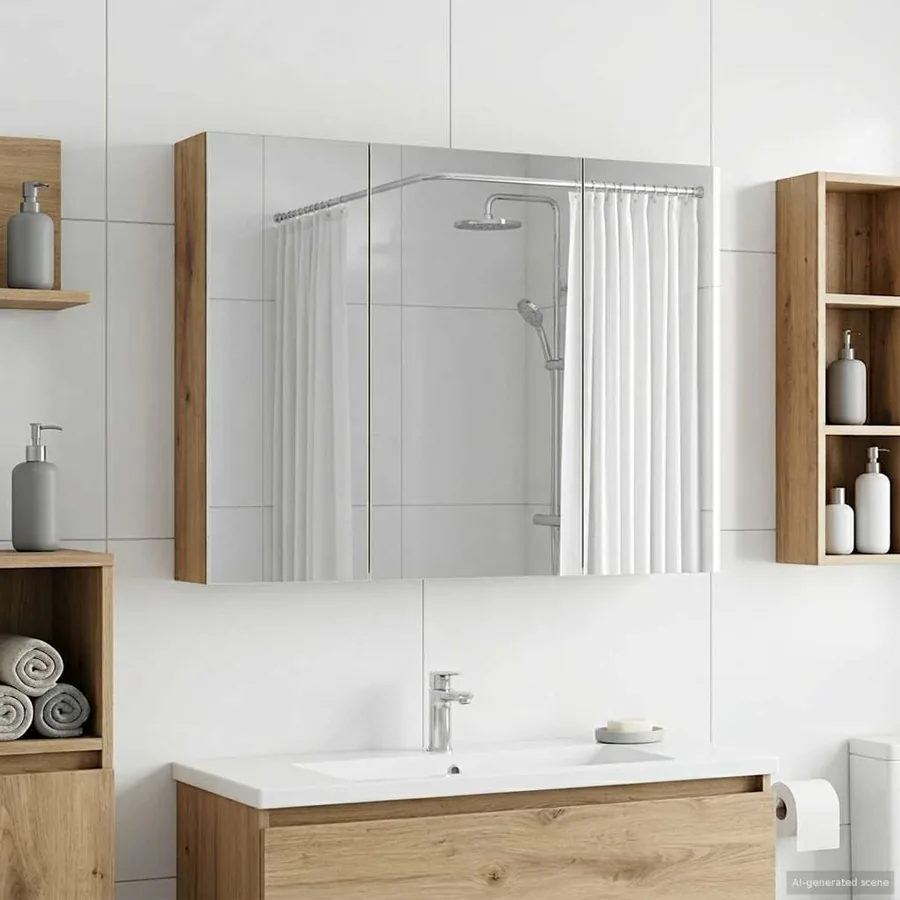 Armoire Miroir de Salle de Bain Chêne artisan