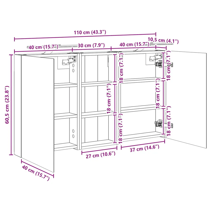 Ensemble de Meubles de Salle de Bain 3 pc 110 x 10,5 x 60,5 cm - 13